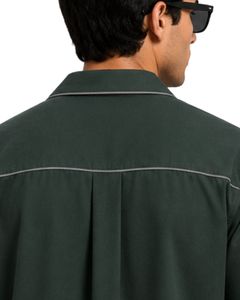 Customized Olive Green Oversized Casual <b>Men</b> <b>Shirt</b> Contrast Piping Half Sleeve Cuban Collar Summer Streetwear Fashion <b>Shirt</b> Top - Product Image 6