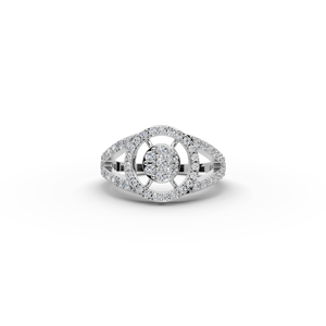 Bague en diamant rond cultivé en laboratoire avec grappe de 77 pierres et sertissage pavé pour fiançailles - Product Image 6