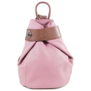 Bolso Tipo Cubo de Cuero Genuino Rosa con Correa Marrón y Cierre de Hebilla, Bolso de Mano Clásico para Mujer, Bolsos de Diseño de Lujo para Damas - Product Image 1