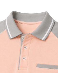 Manufacture Custom <b>Peach</b> Grey Mens Polo T Shirt Casual Summer Sportswear Breathable Golf Shirt Premium Raglan Sleeve Fashion <b>Top</b> - Product Image 5