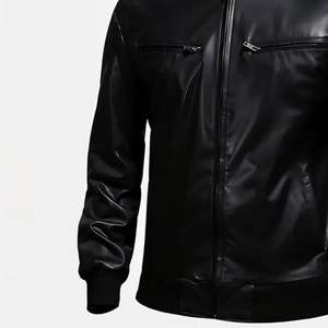 Veste en cuir d'hiver haut de gamme pour homme, vêtement d'extérieur décontracté, col montant, imperméable, écologique, respirant, antibactérien, élégant - Product Image 3