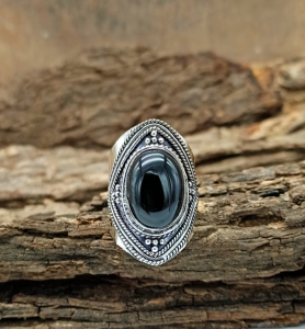 <b>925</b> Sterling <b>Silver</b> Black Onyx Oval Cut Bezel Setting Classic Wedding <b>Ring</b> Handmade Women <b>Ring</b> - Product Image 2