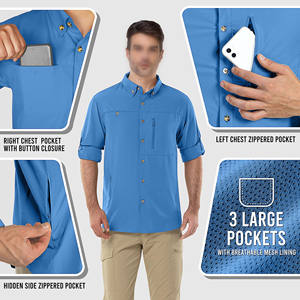 Camisa de senderismo para hombre, transpirable, impermeable, para pesca, con botones, de secado rápido, estilo safari, para actividades al aire libre. - Product Image 3