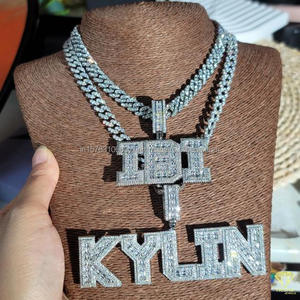 Luxury Moissanite Diamond " KYLIN " Letter Pendant With Cuban <b>Chain</b> Full <b>Iced</b> <b>Out</b> Hip Hop Necklace Jewelry - Product Image 4
