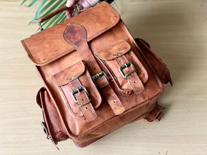 Réticule en cuir de chèvre pour femme, sac à dos fait main pour ordinateur portable de 11x15 pouces - Product Image 4