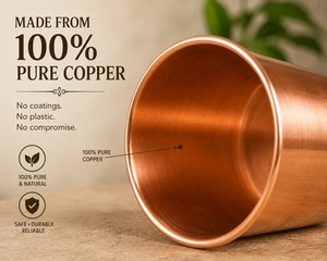 Tasses à boire en cuivre pur |   Verre à eau en cuivre fait main |   Vaisselle en métal |   Fournisseur OEM ODM - Product Image 3