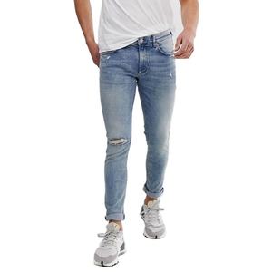 Nouveau Jean en Denim Déchiré pour Homme, Coupe Skinny Élégante et Personnalisée, avec Braguette Zippée et Jambe Affinée - Product Image 1