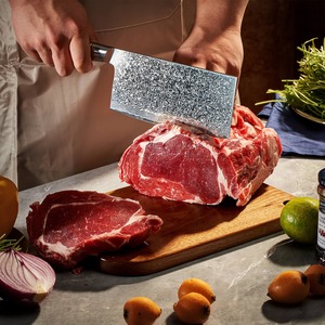 Viking Art Handmade Damascus Steel Cleaver <b>Knife</b> Olive Wood <b>Handle</b> Eco-Friendly Industrial Style 6-7.9in Blade for Meat Cutting - Product Image 6