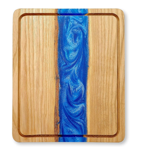 Planche à découper durable en résine époxy et bois pour couper les fruits, les légumes et la viande, finition polie, pour ustensiles de cuisine - Product Image 1