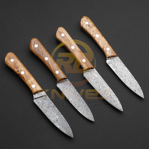 Ensemble de couteaux de cuisine en acier Damas faits à la main, couteau de chef, couteau utilitaire, couteau à éplucher, manche en bois, OEM personnalisé, vente en gros - Product Image 4
