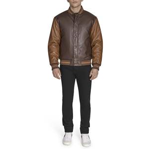 Nueva Chaqueta Universitaria Varsity de Lana con Mangas de Cuero Blancas, Cuello Alto, Transpirable, para Invierno - Product Image 5