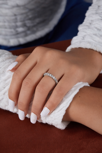 Bague d'éternité en argent sterling 925 avec moissanite taille ronde, plaquée platine, sertie de griffes, de luxe, pour femme - Product Image 2