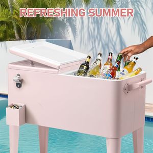 Frigo Portatile Rosa da 80QT con Ruote: Eleganza e Comodità per l'Intrattenimento all'Aperto - Product Image 6