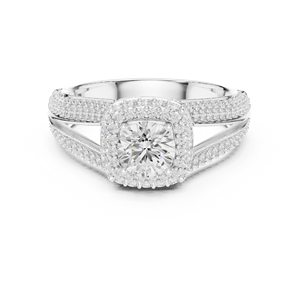 แหวนเพชรทรงกลมทองคำขาว 14K เพชรเพาะเลี้ยงในห้องปฏิบัติการสำหรับผู้หญิง |   เพชรที่เพิ่งเพาะเลี้ยง - Product Image 1