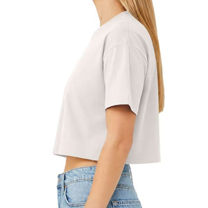Custom Wholesale Women Cotton <b>Crop</b> T-Shirt Summer Breathable Soft Plain Solid Color Short Sleeve Short Tee Shirt - Product Image 5