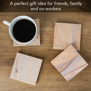 Ensemble de sous-verres en marbre naturel élégant, tampons et tapis de boisson carrés, accessoires de table écologiques pour les mariages, les fêtes et les hôtels - Product Image 4