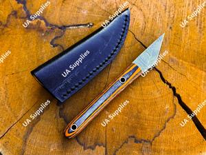 UA Supplies Handcrafted Kiridashi Style Damascus Steel Mini Fixed Blade Utility <b>Knife</b> with Wood <b>Handle</b> Razor Sharp 15.24cm EDC - Product Image 5