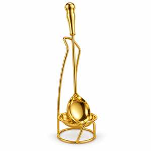 Support vertical pour cuillère à soupe en métal doré, organisateur d'ustensiles, design moderne, compatible lave-vaisselle, accessoire de cuisine pour cuillères à long manche - Product Image 5