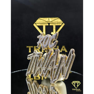 <b>Custom</b> "TWAN" <b>Name</b> Pendant VVS Moissanite Diamond Fully Iced Out 925 Sterling Silver Hip Hop <b>Necklace</b> By Trisha Jewels - Product Image 3