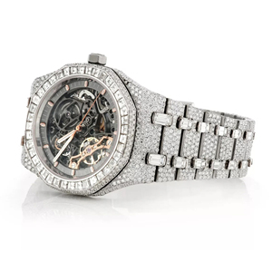 Montre personnalisée en moissanite sertie de diamants VVS, modèle hip-hop de créateur, pour homme, en acier inoxydable, quartz, bracelet de 20 mm, verre traité - Product Image 2