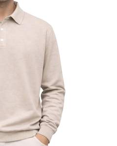 Sudadera Polo Personalizada para Hombre, Color Beige, Manga Larga, Mezcla de Algodón Suave, Estilo Casual, Cuello Clásico, Ropa de Invierno, Fabricante - Product Image 3