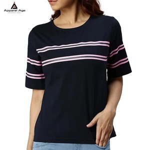 Camiseta de Lujo para Mujer 2026, Nueva Camiseta de Verano con Rayas y Bloques de Color, Cuello Redondo, Manga Corta Holgada para Mujer - Product Image 5