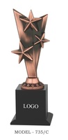 Trofeo Metálico Rectangular Portátil de Oro Personalizado Premium, Grabado con Diseño de Tres Estrellas, Recuerdo Chapado, Premio de Excelencia, Deportes Escolares