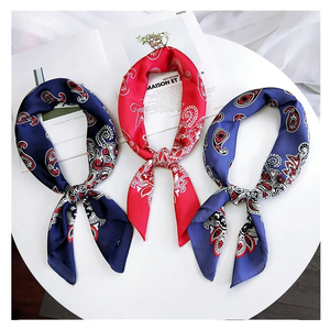 70cm Fashion Bandana Hair Scarf For Women Paisley Print Kerchief Silk Satin Head Scarfs Square Shawl <b>Wraps</b> <b>Neck</b> Scarves For Lady - Product Image 2