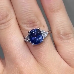 925 Moissanite <b>Cushion</b> Cut Side Stone Engagement <b>Ring</b> Travel <b>Ring</b> In Sterling Silver White Gold Plated for Women's - Product Image 5