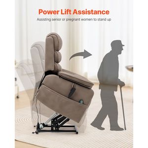 Poltrona Reclinabile Elettrica a Doppio Motore con Massaggio e Riscaldamento per Anziani, Portabicchieri Integrato, Design Trapuntato, USB, Reclinazione Infinita - Product Image 4
