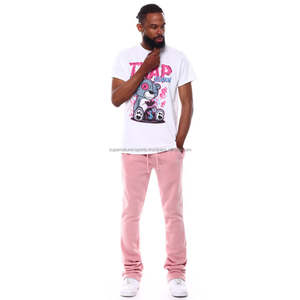 2024 คุณภาพสูงFlare SweatpantsสําหรับสุภาพบุรุษสีชมพูยาวสบายและทนทานกีฬาJoggers Flareกางเกงขนแกะ - Product Image 6