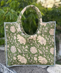 Elegante Bolso Tote Acolchado de Algodón con Asas Redondas, Bolso de Mano Ligero y Acolchado para Mujer, Bolso Casual y Chic - Product Image 4