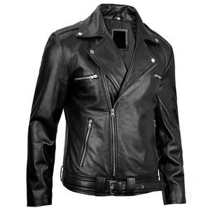 Nuevas llegadas Chaqueta de cuero clásica con cuello en V negra con logotipo personalizado para hombre, chaquetas para hombre, chaqueta de invierno de alta calidad, chaquetas estilo streetwear - Product Image 5