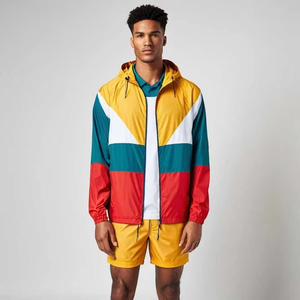 Custom Lightweight Men's Nylon Windbreaker Shorts Set High Quality Windproof Design Plus Size Stylish Side Button Short Set - Product Image 4