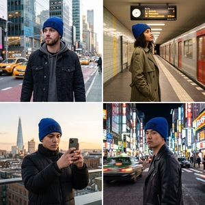 Gorro de Punto Azul para Hombre, Gorro de Invierno con Puño, Unisex, Estilo Urbano, Gorro con Diseño de Calavera, Logotipo Personalizado, Accesorio de Moda al por Mayor - Product Image 6