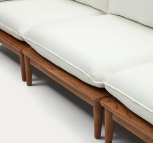 Ensemble de canapés d'extérieur en teck massif minimaliste avec design à cadre bas et table basse, mobilier de jardin moderne pour villa de villégiature - Product Image 3