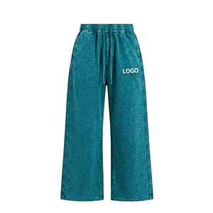 Men's 320 GSM 100% Cotton Vintage Wash Oversized Sweat <b>Pants</b> With Garment Dyed Fashion Streetwear Trousers - Product Image 5