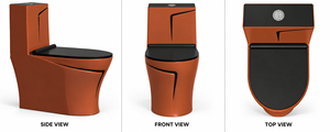 WC moderne monobloc à poser au sol en céramique allongé avec chasse d'eau Tornado, fermeture douce, écologique et facile à nettoyer - Product Image 3