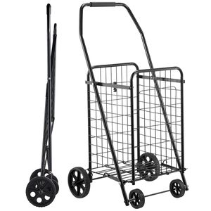 Cesta de lavandería rodante de alta resistencia con ruedas giratorias, capacidad de carga de 90 libras, carrito de compras plegable - Product Image 1