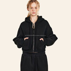 Custom Sweatpants Hoodies Set Street Wear Casual Heavyweight Crop Hoodies y Joggers Trajes para las mujeres - Product Image 4