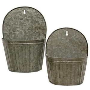 Galvanized Metal Wall Planter <b>Set</b> for Farmhouse Decor Hanging Tin Wall <b>Vase</b> for Home Garden Metal Flower Pots - Product Image 5