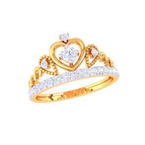 Bague de princesse en or de luxe avec couronne en forme de cœur pour femmes, bijoux pour mariage et anniversaire, cadeau - Product Image 2