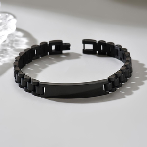 Stainless Steel Link Bracelet Adjustable Chain <b>Bangle</b> Silver Tone Custom <b>Engraving</b> Jewelry for Men Gift - Product Image 5
