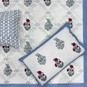 Soft Premium Grade Floral Jaipuri Indian Pigment Printed 100% Cotton Bedsheet <b>Set</b> Breathable 200TC <b>King</b> <b>Size</b> Hotel Eco-Friendly - Product Image 1