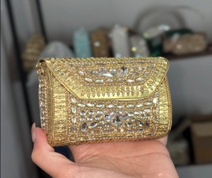 F S International <b>Metal</b> Gold-Plated Handmade Customized Shape Traditional Embellished Clutch Handbag for Women-Festive Occasions - Product Image 1