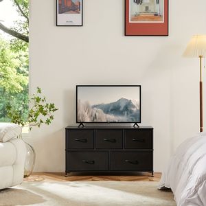 Tour de rangement en tissu à 5 tiroirs, commode de chambre à coucher avec bacs en tissu pour le rangement de la chambre - Product Image 5