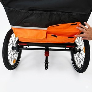 TC-2024T Aluminum Frame 3-IN 1 Twin Baby Bike <b>Trailer</b> Stroller Jogger One-Link Parking Brake 35kg Max Payload 600D Water - Product Image 5