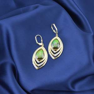 Luxury 925 Sterling Silver Gold Plated <b>Opal</b> Drop <b>Earrings</b> With Baguette Cut Diamonds Water Drop Shape For Women's Party Jewelry - Product Image 1