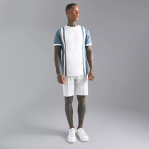 Ensemble deux pièces d'hiver personnalisé pour homme – Respirant, séchage rapide, décontracté, en jersey de coton/polyester, à manches courtes, coupe ample, à carreaux, avec capuche – Vente en gros - Product Image 1
