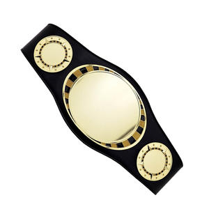 GLOWING NEON INDUSTRY Gn395 Custom Sporty Wrestling Championship Belt Black PU Leather Gold <b>Plate</b> Buckle Alloy Decorative Unisex - Product Image 1
